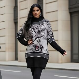 Cose Cosi Animal Print Sweater Dress